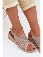 Dámske sandále na platforme z prírodnej kože Artiker 58C3146 dark beige
