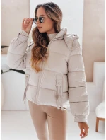 Dámska prešívaná bunda s kapucňou béžová FashionStreet TY5066 Dámska prešívaná bunda s kapucňou béžová FashionStreet TY5066