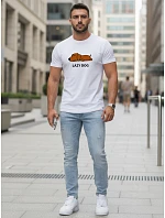 Pánske bavlnené tričko s potlačou biele FashionStreet NX5092R Pánske bavlnené tričko s potlačou biele FashionStreet NX5092R