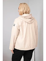 Dámska bunda Plus Size s kapucňou a nastaviteľným spodným lemom, béžová