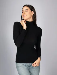 Dámsky sveter s rolákom a kašmírom 212845 black - Intimidea