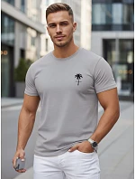 Pánske bavlnené tričko s potlačou, sivé, FashionStreet NX5126R