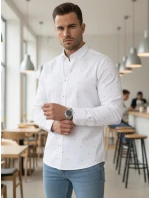 Pánska biela vzorovaná košeľa slim fit FashionStreet DX2698