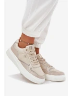 Skórzane Sneakersy Damskie Na Platformie Beżowe Velarria Skórzane Sneakersy Damskie Na Platformie Beżowe Velarria