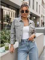 Dámska krátka džínsová bunda spraná LANDIA sivá FashionStreet TY5684 Dámska krátka džínsová bunda spraná LANDIA sivá FashionStreet TY5684