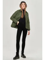 Tenká zelená dámska bunda s ozdobným prešívaním (JIN226)