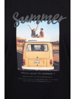 Blúzka s potlačou Letné auto čierna Blúzka s potlačou Letné auto čierna