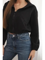 Semišová mikina na zips Čierny Semišová mikina na zips Čierny