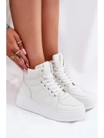 Wysokie Sneakersy Damskie Na Platformie Białe Tillive