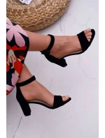 Dámske semišové sandále na podpätku Black Lexi