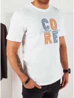 Pánske biele tričko s potlačou FashionStreet RX5383 Pánske biele tričko s potlačou FashionStreet RX5383