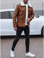 Pánska kožená bunda s kožušinou hnedá FashionStreet TX4746