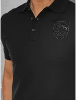 Pánske polo tričko s aplikáciou čierne FashionStreet PX0624