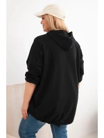 Dámska mikina Plus Size s kapucňou a potlačou čierna