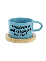 CHCEM KONEČNE MÁŤ KLID! - modrý hrnček s makrónkou 200 ml CHCEM KONEČNE MÁŤ KLID! - modrý hrnček s makrónkou 200 ml