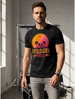Pánske bavlnené tričko s potlačou Summer Vibes čierne FashionStreet NX047R Pánske bavlnené tričko s potlačou Summer Vibes čierne FashionStreet NX047R