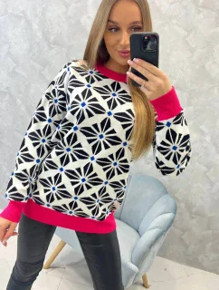 Sveter s geometrickým motívom biely