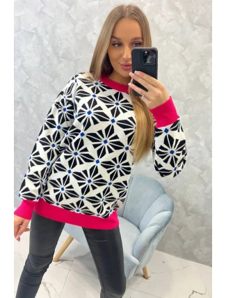 Sveter s geometrickým motívom biely