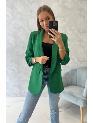 Bunda s chlopňou elegantná tmavozelená Bunda s chlopňou elegantná tmavozelená