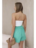 Viskózové šortky viazané v páse tmavá mentolová