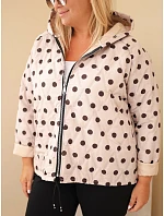 Dámska bunda vo veľkosti Plus Size s kapucňou a bodkami, béžová