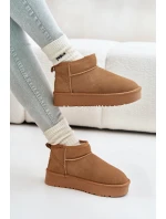 Skórzane Zamszowe Śniegowce Na Platformie Camel Nereviana