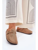 Klapki Chodaki Damskie i Na Platformie Z Klamrą Khaki Selio