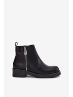 Ocieplane Niskie Botki Damskie Z Cyrkoniami Czarne Vionna