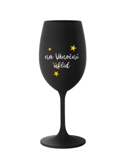 NA VÁNOČNÍ ÚKLID - černá sklenice na víno 350 ml
