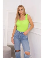 Blúzka bez ramienok s volánikmi zelená neónová