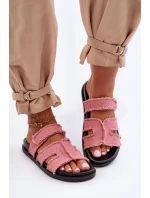 Damskie Klapki Materiałowe Na Rzep Różowe Lamirose