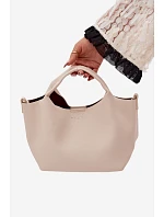 Kožená taška z imitace světle béžová Corisse