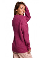BK052 Rebrovaný pletený sveter - béžový