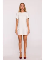 M855 Mini šaty áčkového strihu - krémové