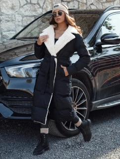 Dámska zimná bunda BALLMODA dlhá s kožušinou čierna FashionStreet TY4586
