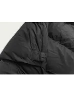 Dlhá čierna dámska vesta s kapucňou (5M788-392)