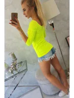 Blúzka s okrúhlym výstrihom žltá neónová