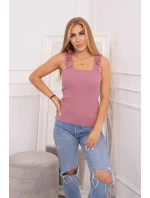 Tmavo ružová nariasená blúzka bez ramienok
