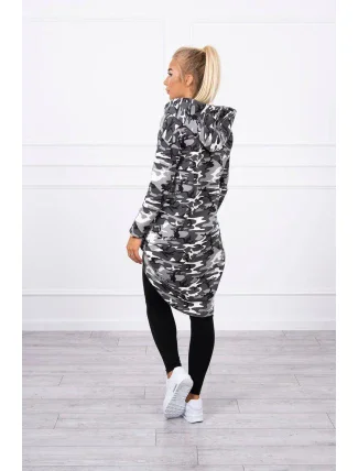 Mikina s dlhým chrbtom moro grey+black
