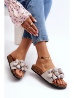 Klapki Damskie Z Ozdobami Szare Bunlia