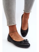 Baleriny Eko Skórzane Z Kokardką Czarne Sandelal