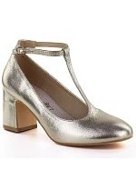 Trblietavé zlaté lodičky s remienkom Mascara 834283