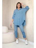 Bavlnená mušelínová oversize džínsová košeľa