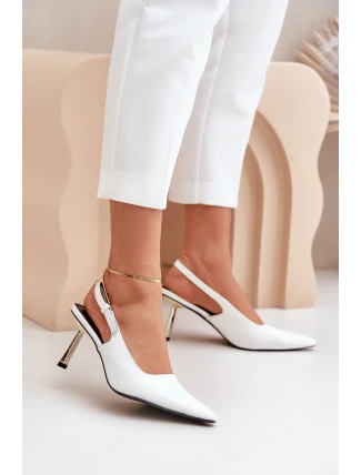Lakierowane Szpilki Z Odkrytą Piętą Białe Filona