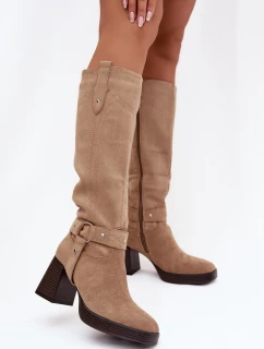 Dámske zateplené čižmy 1825 beige - Style