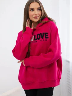 Zateplená bavlnená mikina s kapucňou Love fuchsia