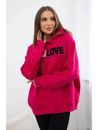 Zateplená bavlnená mikina s kapucňou Love fuchsia Zateplená bavlnená mikina s kapucňou Love fuchsia