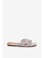 Dámské ploché stříbrné pantofle Fariella