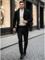Pánsky čierny kabát FashionStreet CX0433 Pánsky čierny kabát FashionStreet CX0433