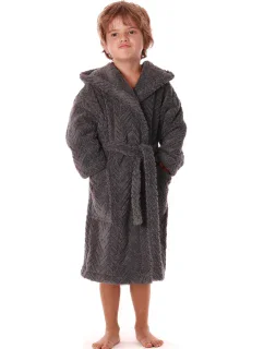 Detský župan Athena s kapucňou 9116 antracit - Vestis